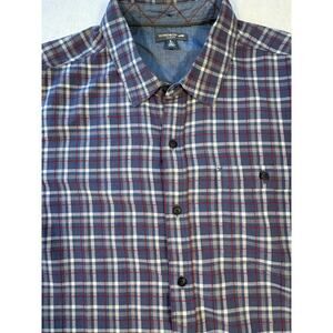 Toad & Co Men's Blue Plaid Shirt Short Sleeve Button Up Size L